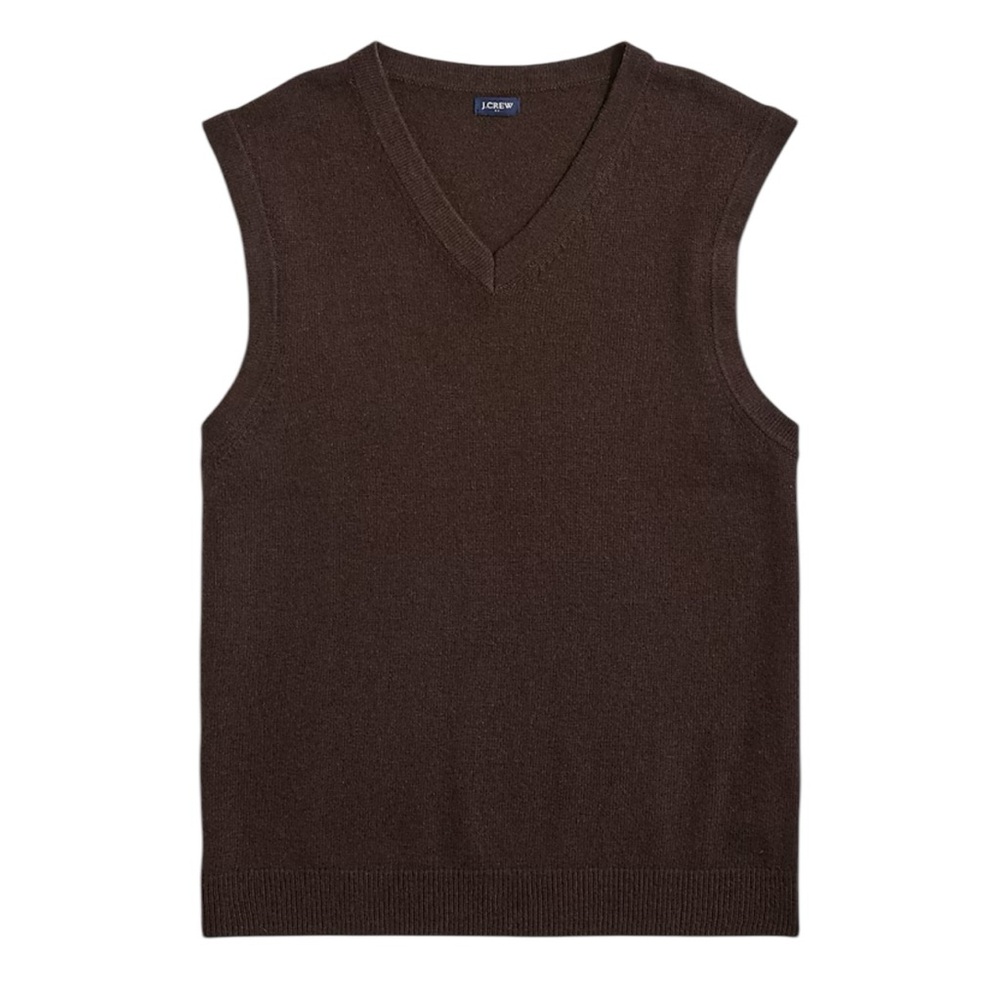 J.Crew Factory Lambswool Blend V-Neck Vest in Brown